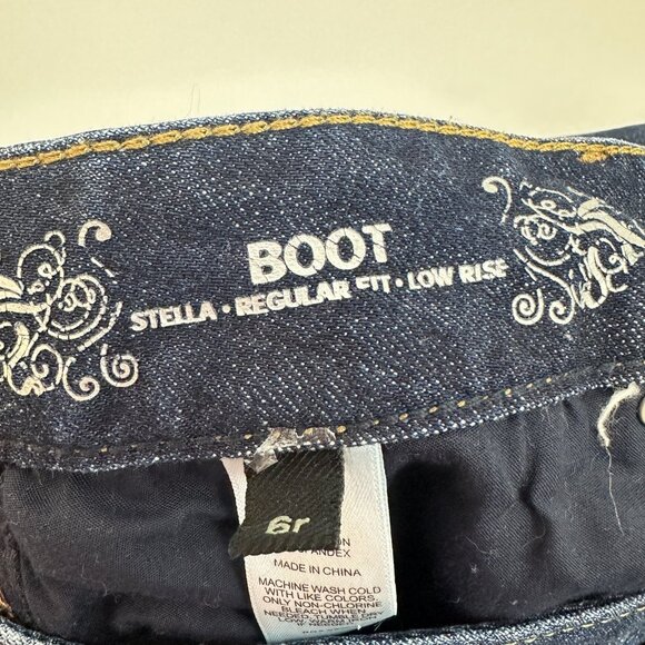 Express Boot Stella Regular Fit Low Rise Women's size 6 Dark Blue Denim Jeans - Picture 3 of 5